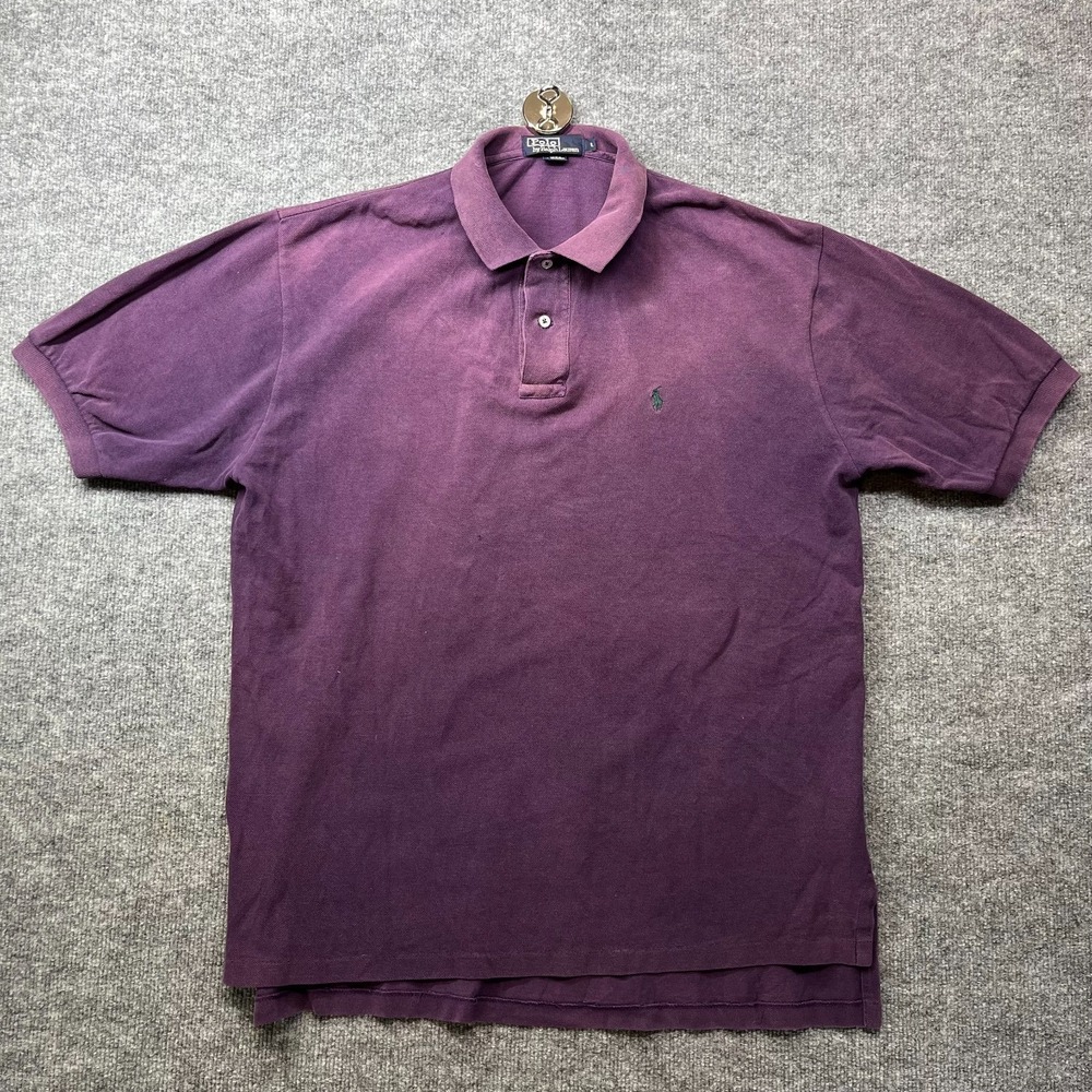 Polo Ralph Lauren Polo Shirt Men's Large Purple Short Sleeve Classic - Flaws